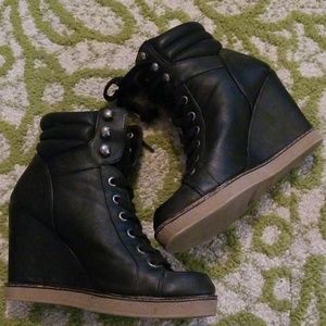 Wedge ankle booties